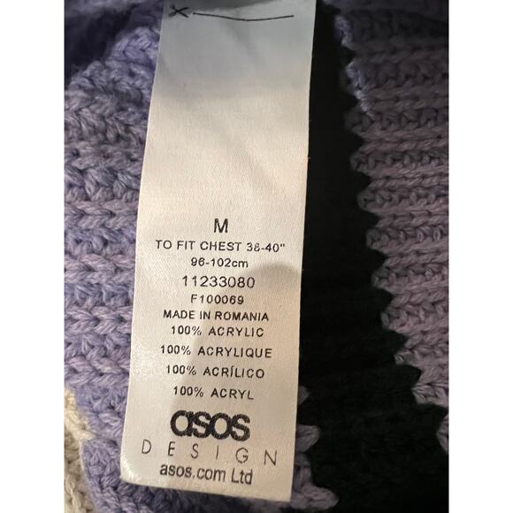 ASOS DESIGN Striped Mock Neck Sweater – Size M – Lilac, Mustard, Cream, Black - Picture 3 of 4